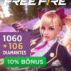Free Fire - Garena 1.060 diamantes + 10% Bônus - R$44,99